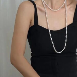 5-6mm white round freshwater pearl necklace, 47 inches, AAA Grade