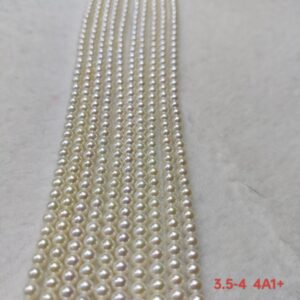 3.5-4mm white round freshwater pearl strands, 4A1+ Quality, 16 inches