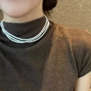 AAAA Quality 3.75-4mm white freshwater pearl necklace, 925 Siliver clasp, 47 inches