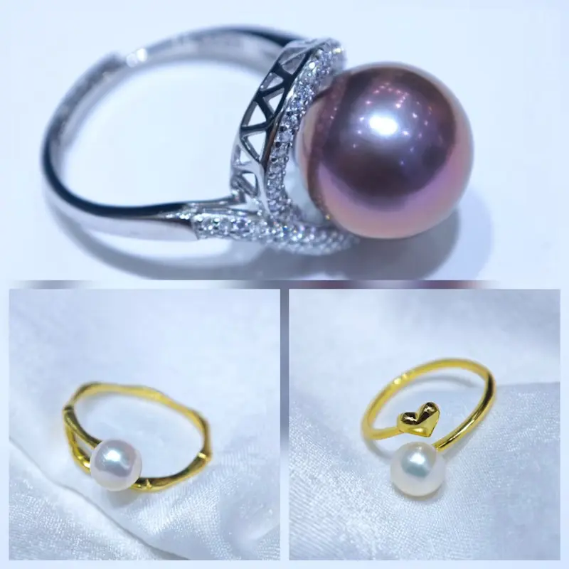 Adjustable 925 sterling silver wholesale freshwater pearl ring mechanism.