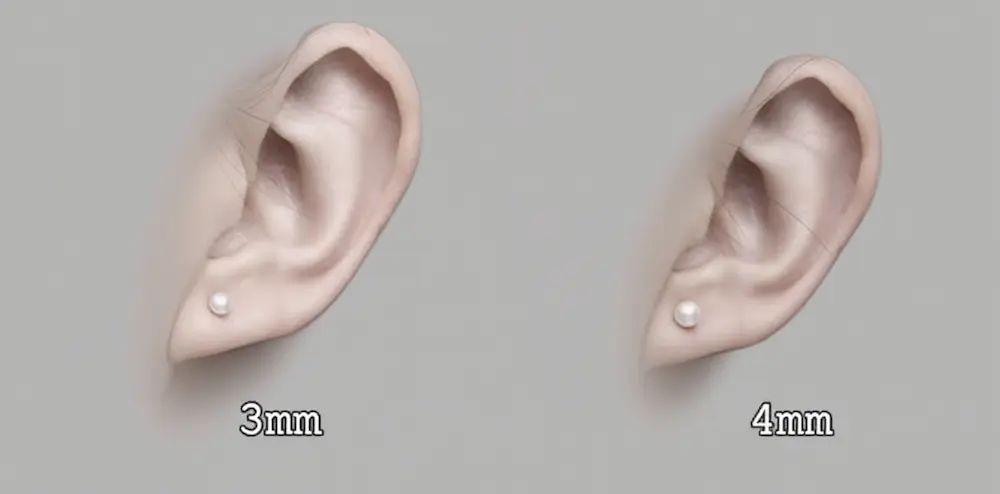 Pearl Earring Sizes on Ear: 2mm to 12mm Chart