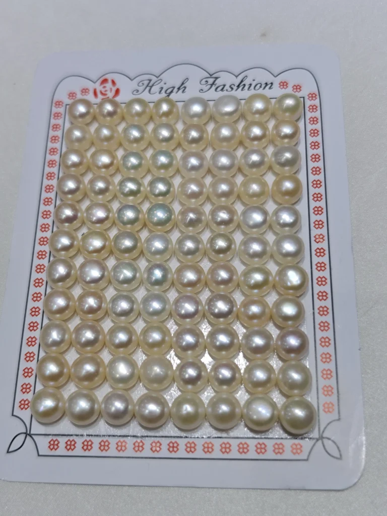 Perla suelta de agua dulce de forma botón blanca de 7.5-8mm, grado AAA Perla suelta de agua dulce de forma botón blanca de 7.5-8mm, grado AAA