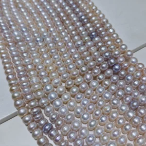9-10mm White Purple/Orange Color Button Shape Freshwater Pearl Strand, AAA Grade, 16 inches