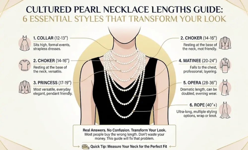 Cultured Pearl Necklace Lengths Guide: 6 Essential Styles That Transform Your Look 1 Cultured Pearl Necklace Lengths Guide: 6 Essential Styles That Transform Your Look