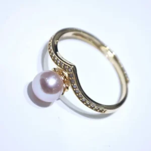 5-6mm Pink Round Freshwater Pearl Ring, AAAAA Grade, s925 Silver