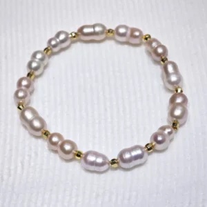 Stretch Bracelet Cord 6-7mm Purple Peanut Baroque Freshwater Pearl Bracelet, AAAA Grade, s925 Silver