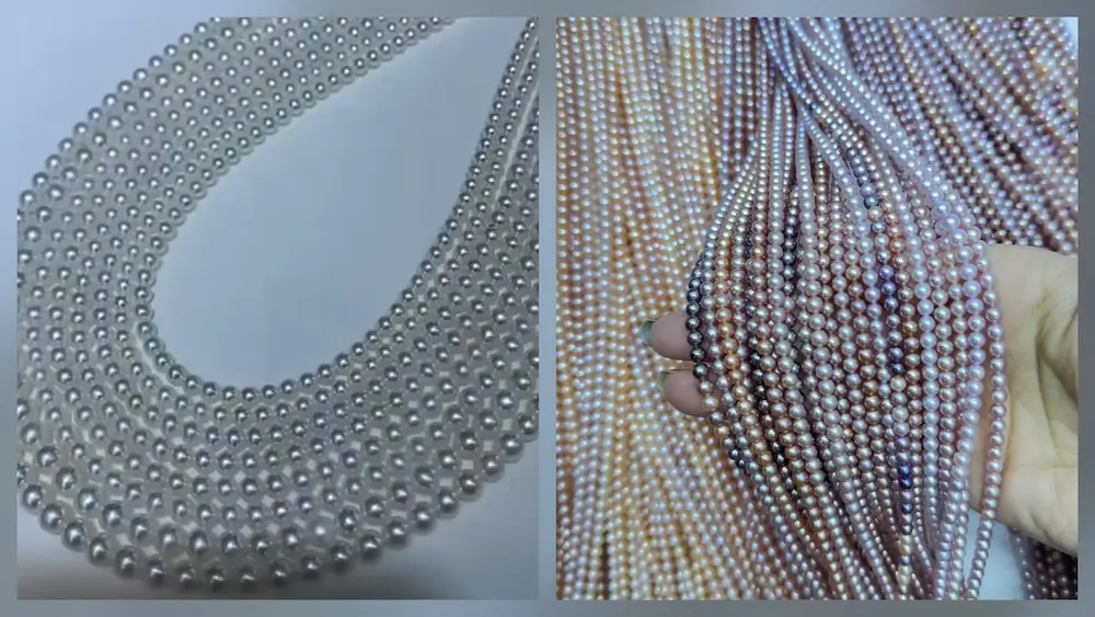 What exactly is Freshwater AK pearl? The ultimate Akoya alternative 2 different size and color freshwayer AK Pearl strands