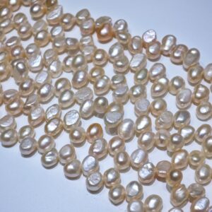 7-8mm Orange 2/8 Top Drilled Baroque Freshwater Pearl Strand, AAA Grade - China Pearl Manufacturer