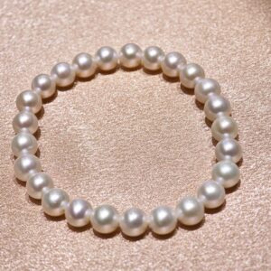 7-7.5mm White Near Round Freshwater Pearl Bracelet | China Pearl Wholesale - China Pearl Manufacturer