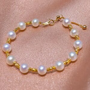 7-7.5mm White Near Round Freshwater Pearl Bracelet, AAA Grade, s925 Silver - China Pearl Manufacturer