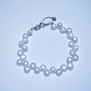 5-6mm White Button Shape Freshwater Pearl Bracelet | AA Grade Silver Setting - China Pearl Manufacturer