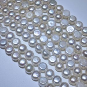 7-8mm White Button Shape Freshwater Pearl Strand | China Pearl Wholesale - China Pearl Manufacturer