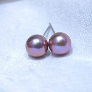 8-9mm Purple Round Freshwater Pearl Earrings | AAAA Grade s925 Silver | China Pearl Supplier - China Pearl Manufacturer